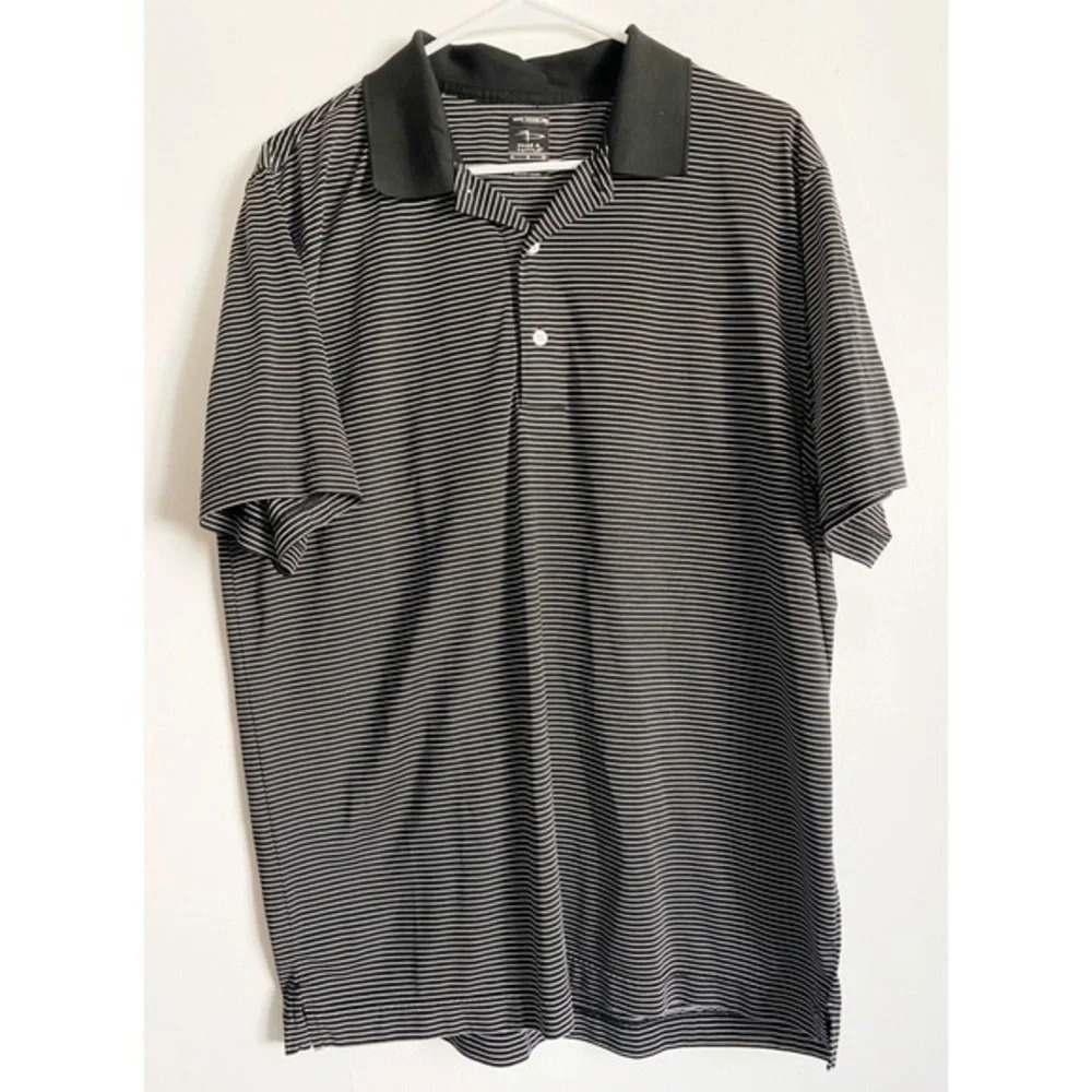 Page & Tuttle • Black White Striped Golf Polo
